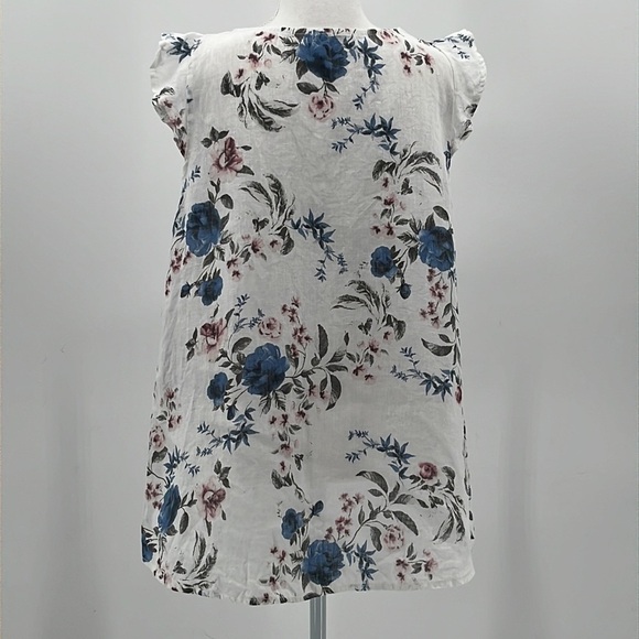 Terzo Millennio Flutter Sleeve Floral Linen Blouse - Size Medium - Picture 3 of 6